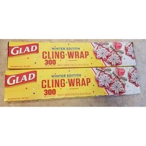 2-GLAD Cling Wrap Winter Edition Red Tinted Food Plastic Wrap Holiday‎ Xmas NEW